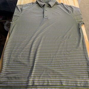 FootJoy FJ Golf Polo Shirt Mens Large Striped Performance Short Sleeve